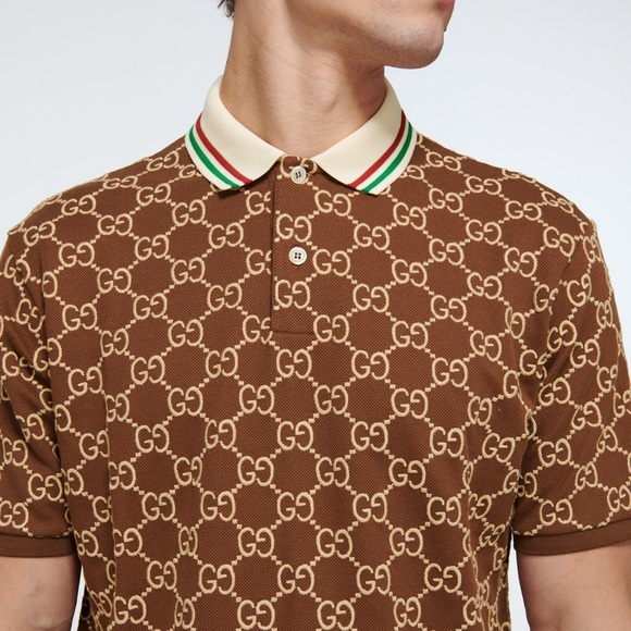 Gucci Brown Monogram Polo Shirt - Picture 1 of 2